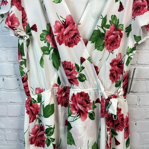 1X 2X 3X Ivory & Red Rose Wrap High Low Maxi Dress Plus Size - Picture 6 of 7